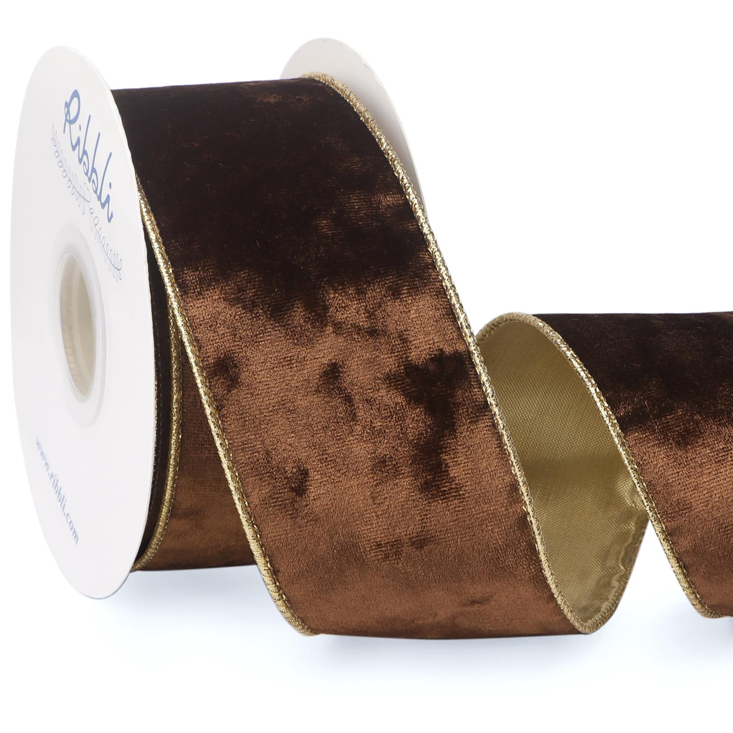 Ribbli Burgundy Velvet Wired Ribbon 2.5 Inch Metallic Burgundy Red Gold Crushed Velvet Christmas ... | Amazon (US)