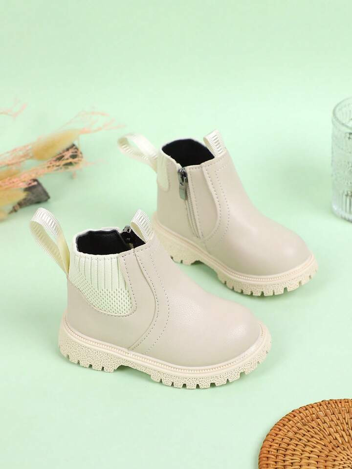Autumn And Winter New Girls' And Boys' Casual, Fashionable Soft-soled Boots, Flat Little Pu Leath... | SHEIN
