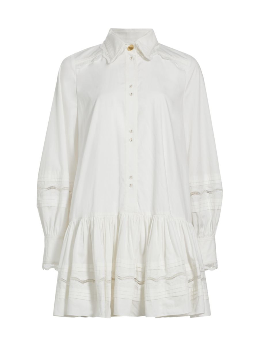 Reva Balloon-Sleeve Cotton Minidress | Saks Fifth Avenue