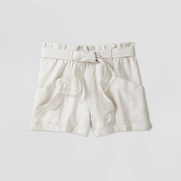 Women's Mid-Rise Tie Waist Linen Shorts - Universal Thread™ | Target