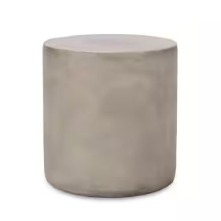 Noble House Massey Light Round Stone Outdoor Side Table 83471 - The Home Depot | The Home Depot