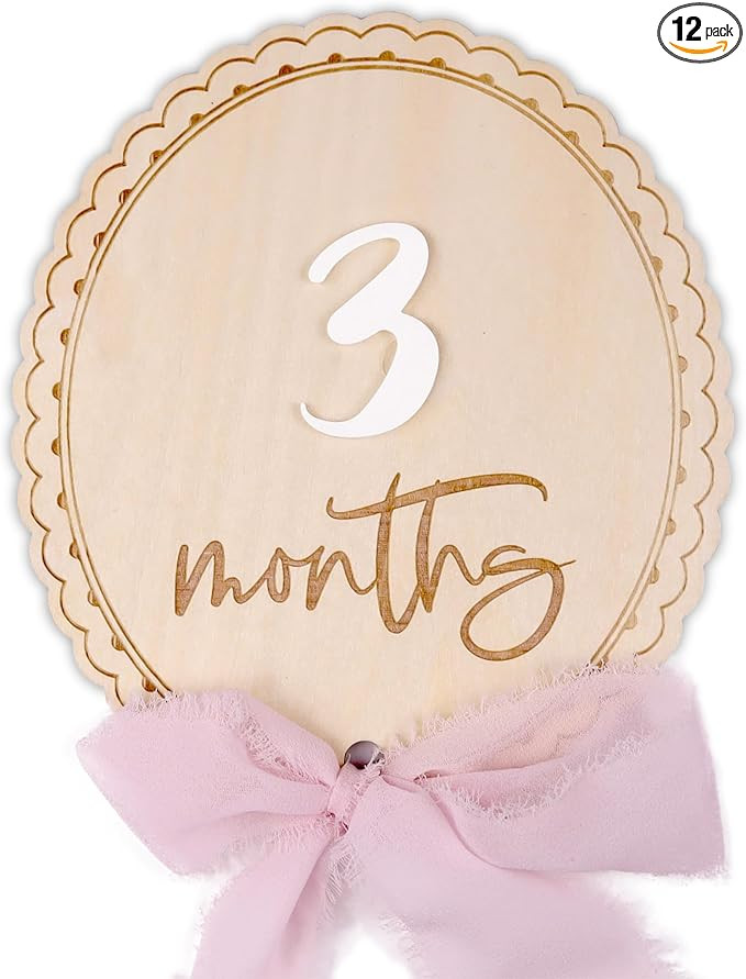 Baby Monthly Milestone, Wooden Baby Milestone Signs, Monthly Milestone Wood Discs, Baby Milestone... | Amazon (US)