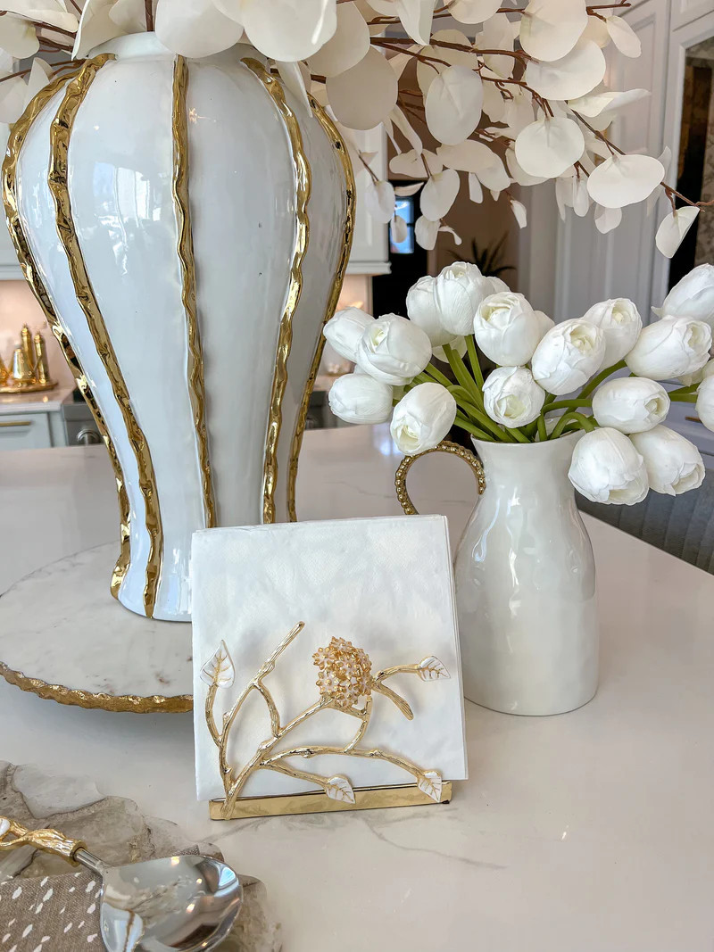 Gold Leaf Napkin Holder from the Hydrangea Collection | Inspire Me! Home Decor