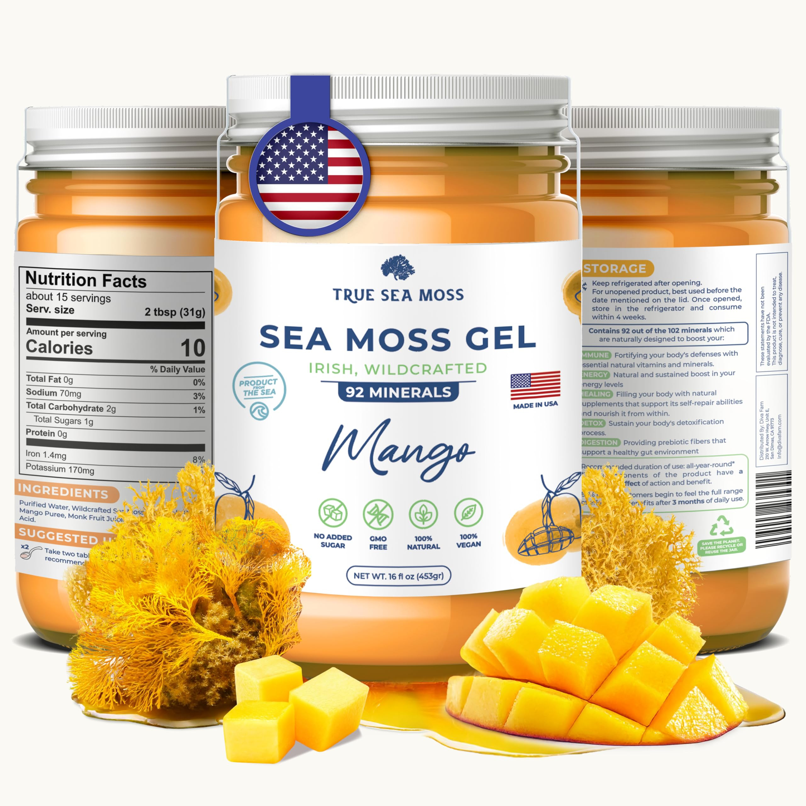 TrueSeaMoss Wildcrafted Irish Sea Moss Gel - Made with Dried Seaweed & Fresh Sea Vegetables, Seam... | Amazon (US)
