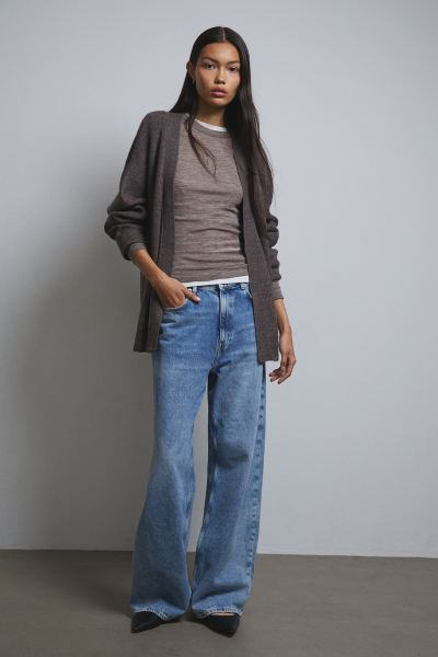 Tie-belt cardigan - Dark brown - Ladies | H&M GB | H&M (UK, MY, IN, SG, PH, TW, HK)