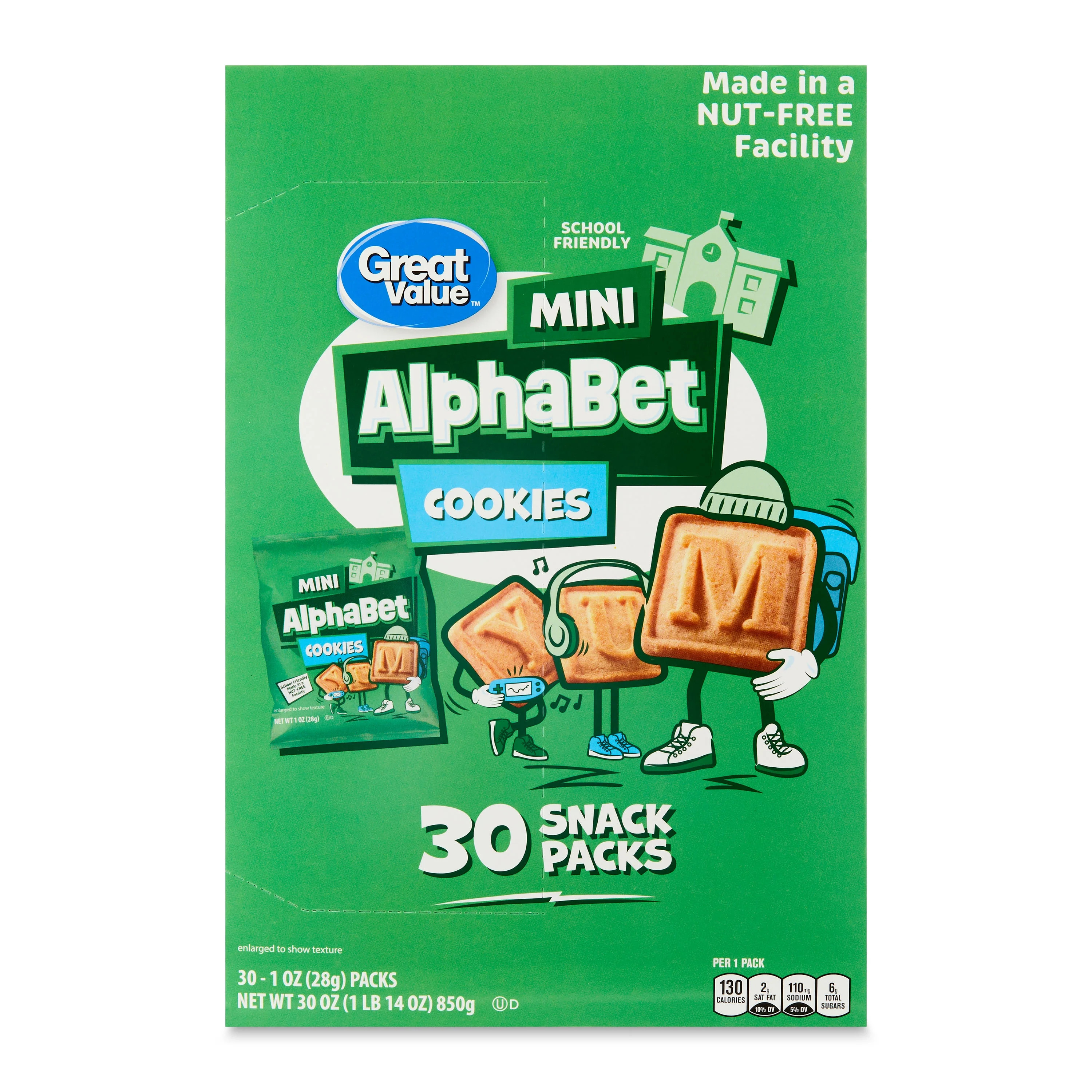 Great Value Mini Alphabet Cookies, 1 oz, 30 Snack Packs - Walmart.com | Walmart (US)