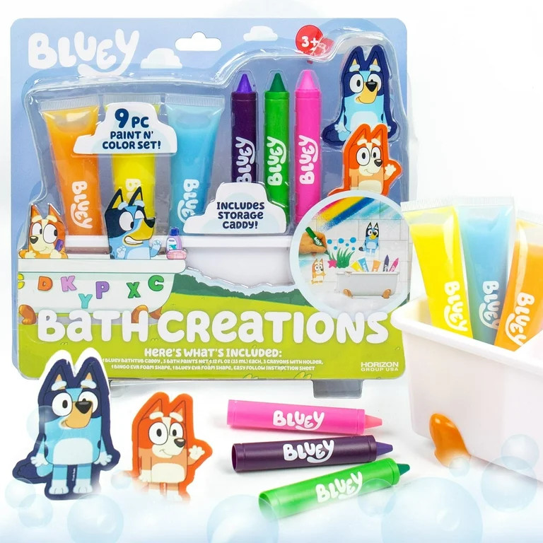 Bluey Bath Creations, 9-Piece Bluey Activity Set, Fun Bluey Bath Toys, Includes Washable Bath Pai... | Walmart (US)