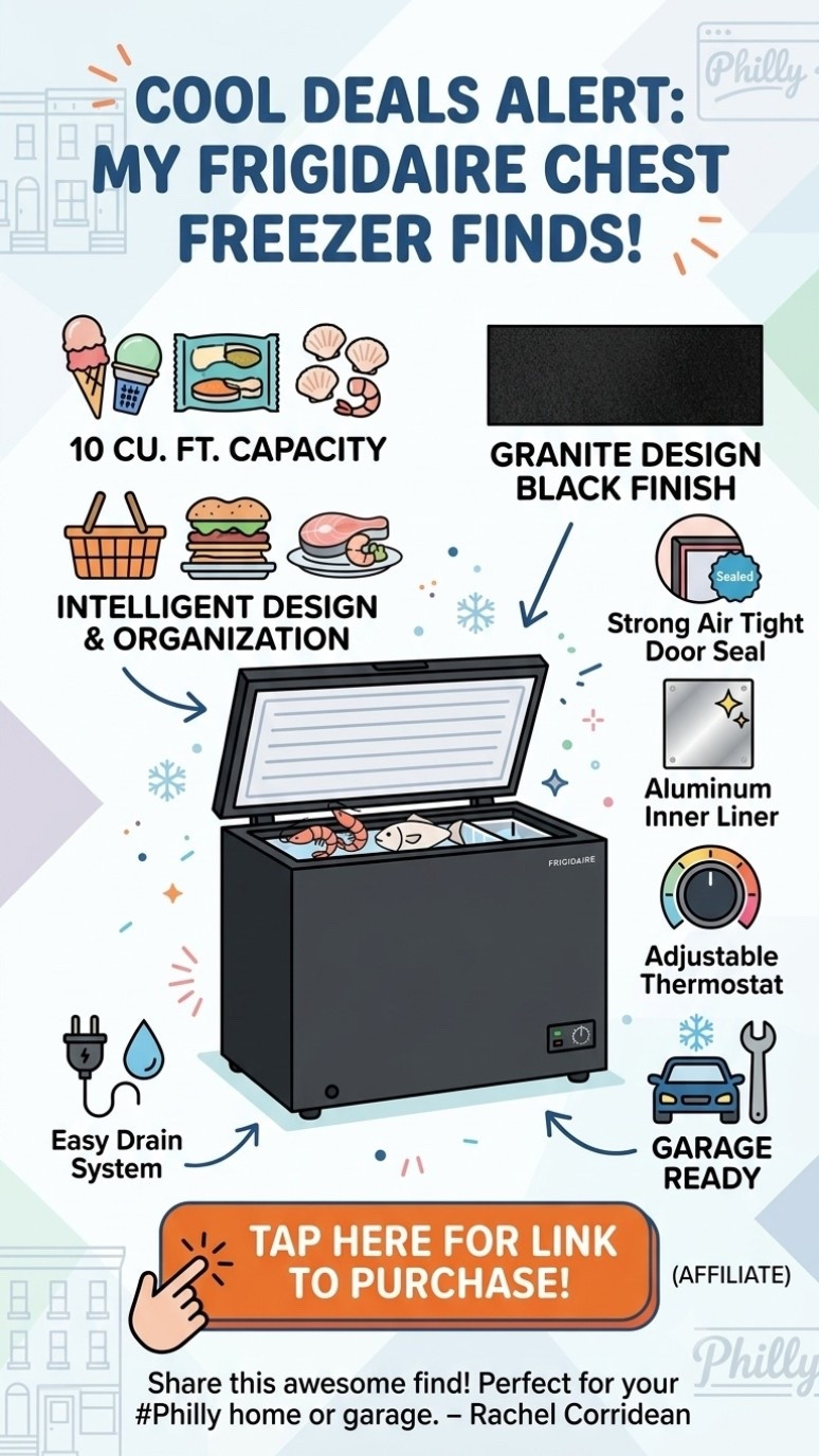 Upgraded storage setup with the Frigidaire 10 cu. ft. Chest Freezer!
 ✨ Granite design black finish
 ✨ Garage ready performance
 ✨ Removable storage basket
 ✨ Adjustable thermostat & easy drain system

#LTKfoodie #LTKHome #LTKMens