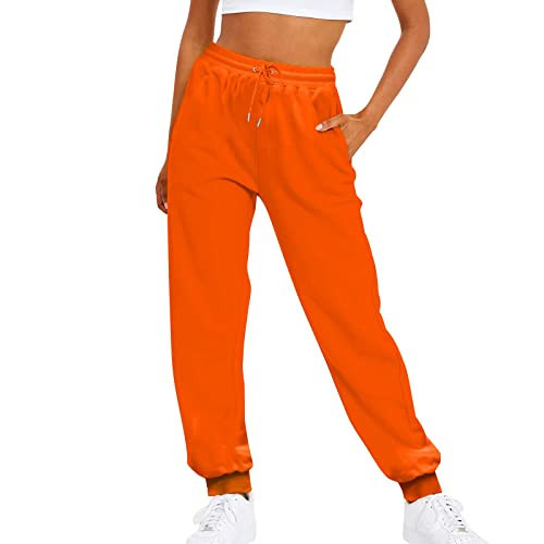 Orange, Medium #08 Jogger Sweatpants Women's High Waisted Baggy Joggers with Pocket Trousers | Amazon (US)