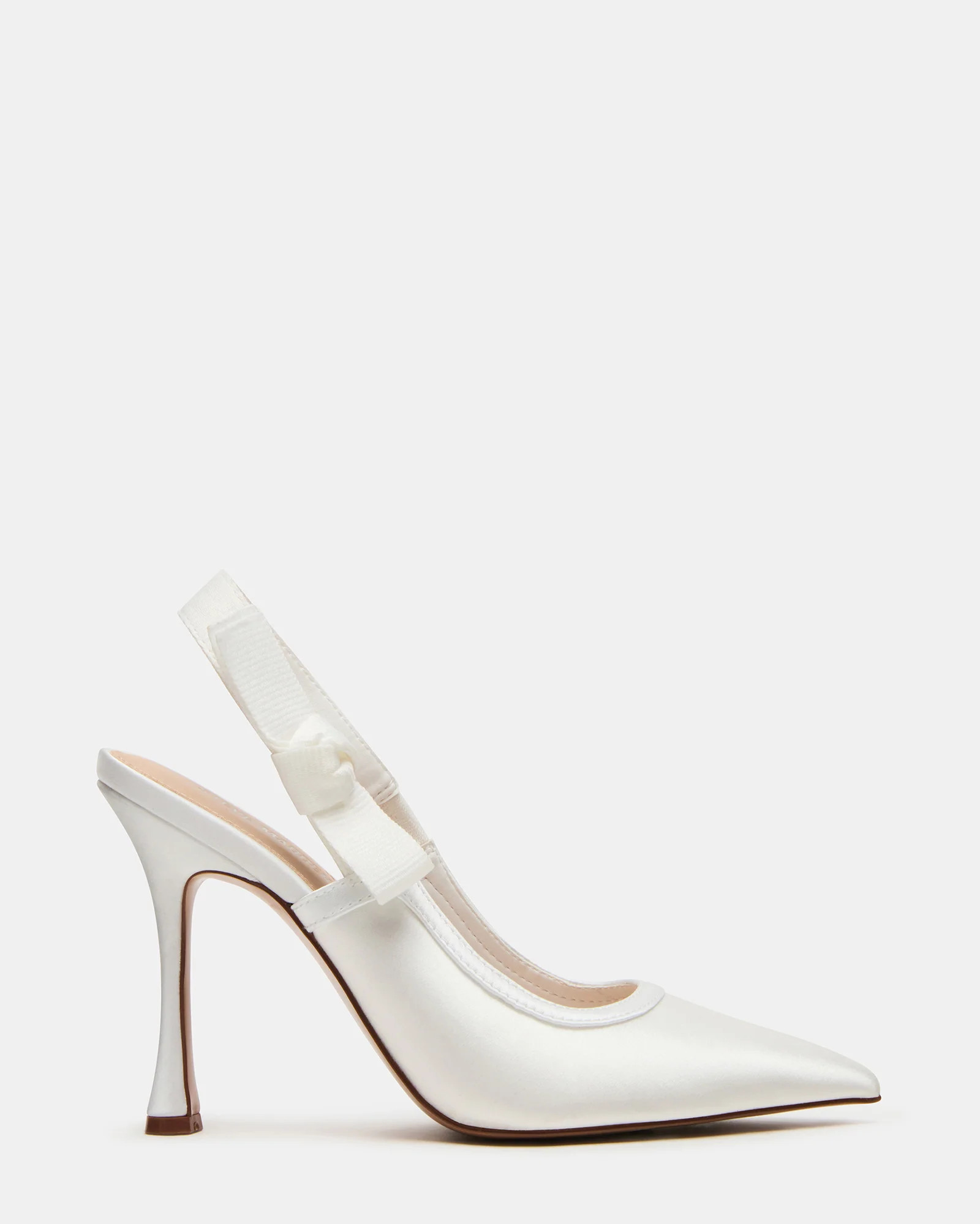 BRI White Satin Slingback Pump Women's Heel | Steve Madden (US)