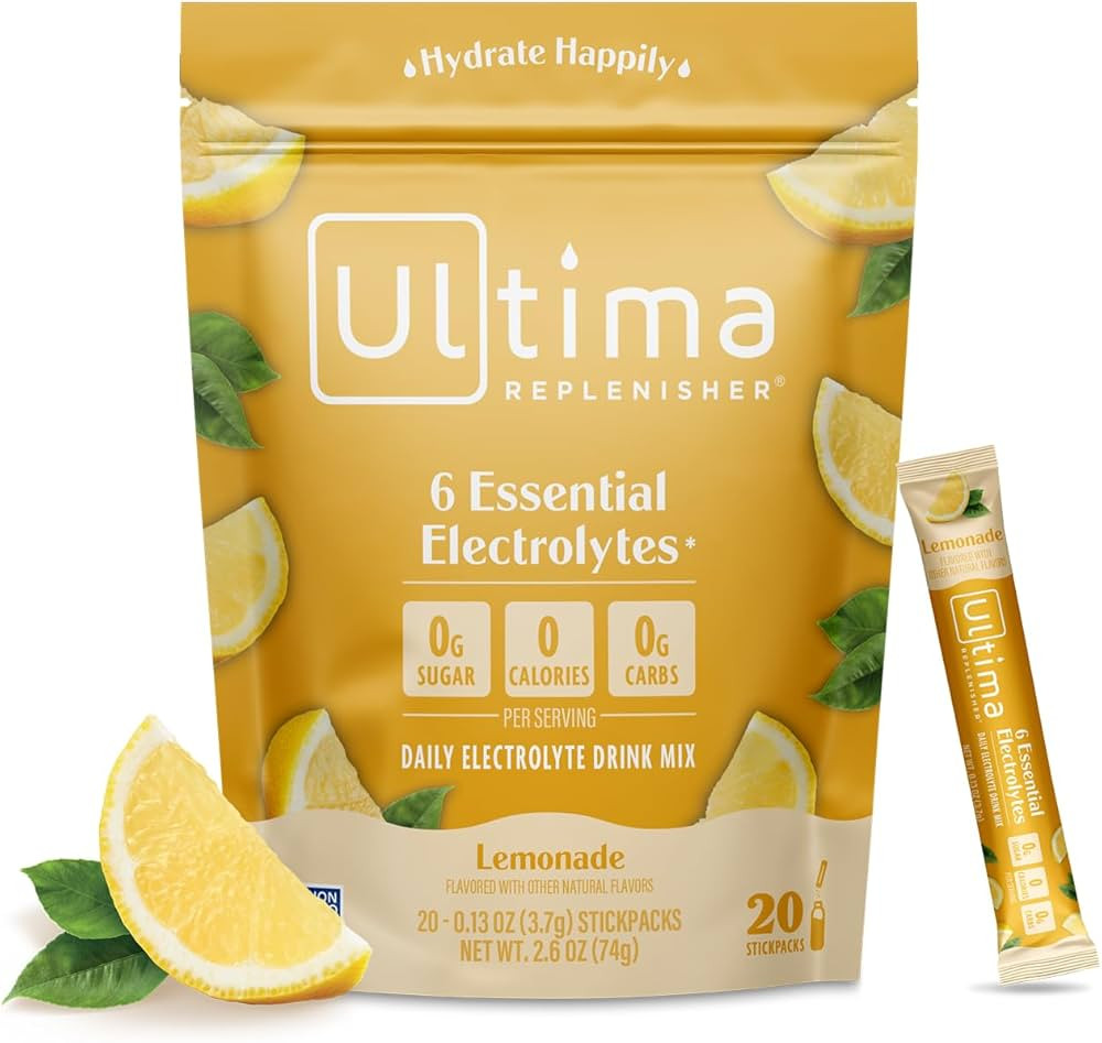 Ultima Replenisher Daily Electrolyte Drink Mix – Lemonade, 20 Stickpacks – Hydration Packets ... | Amazon (US)