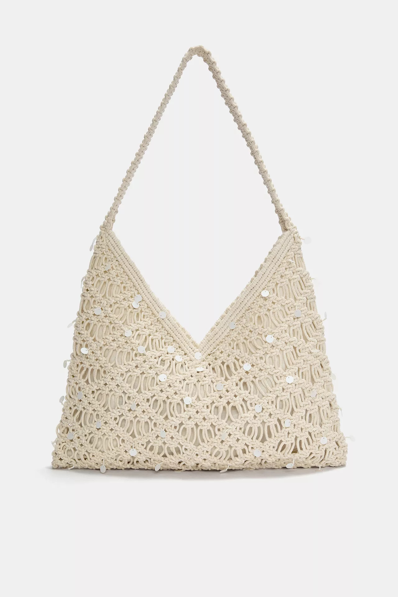 Sequinned crochet shopper bag | PULL and BEAR UK