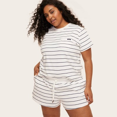Women's Short Sleeve Crewneck Pocket T-Shirt - Parke x Target Navy Blue Striped 2X | Target