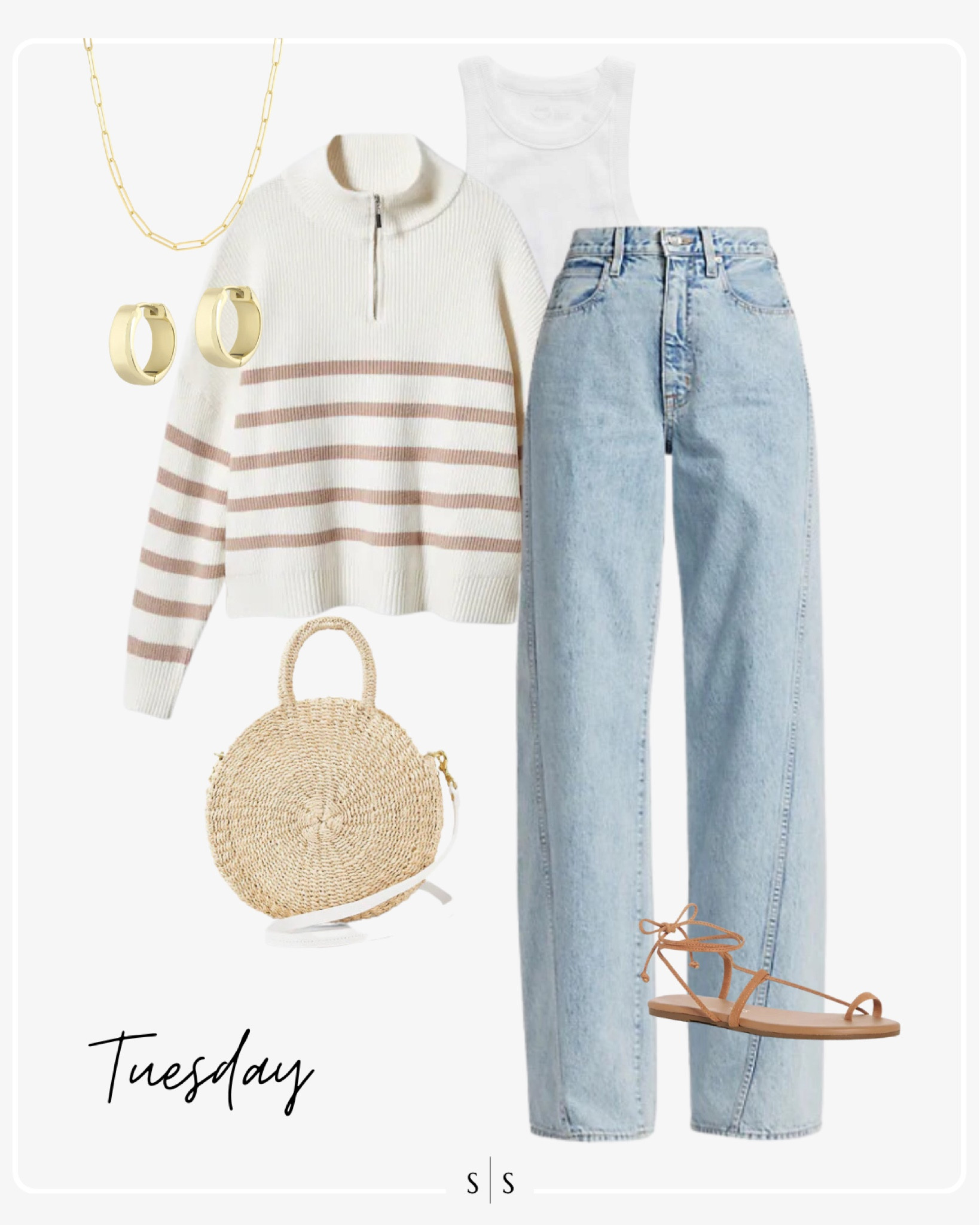 Style Guide of the Week | wide leg Jean, striped pullover sweater, circle tote, tank, gladiator sandals

Early Summer outfits, timeless style, outfit ideas, warm weather style, Summer outfits, closet basics, casual style, chic style, everyday outfit. See all details on thesarahstories.com ✨

#LTKFind #LTKstyletip