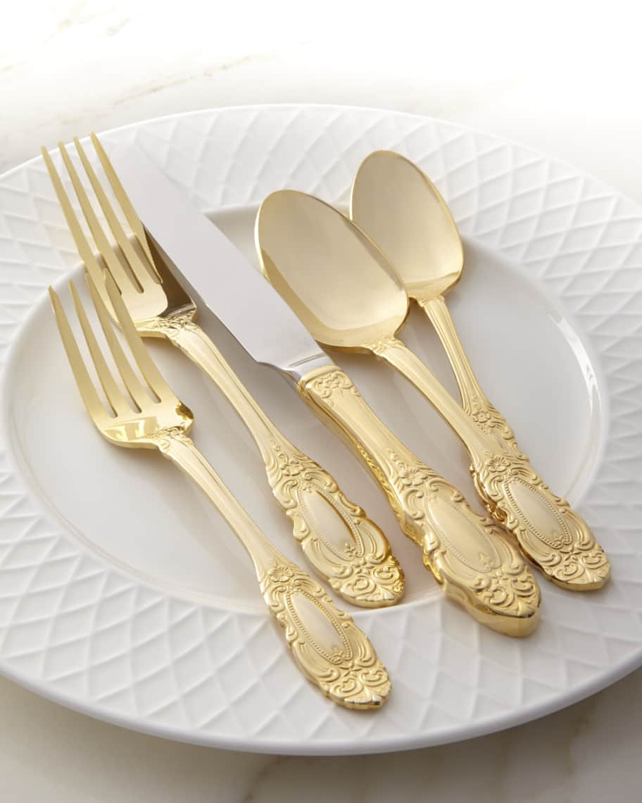 65-Piece Gold-Plated Grand Duchess Flatware Service | Neiman Marcus