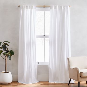 Cotton Canvas Pole Pocket Curtain, 48"x96", White, Set of 2 | West Elm (US)