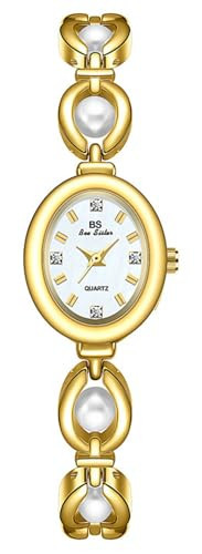 Gosasa Fashion Women's Dress Watch Elegant Pearl Oval dial Ladies Bracelet Waterproof Analog Casual Watch (Gold) | Amazon (US)