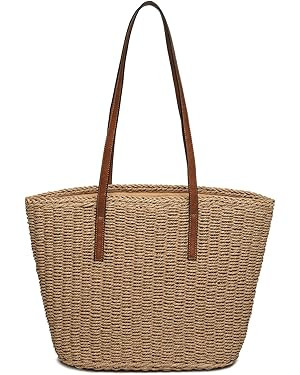 Women's Shoulder Handbags Beach Chic Tote Purse Leisure Vacation Hobo Bag with Zipper Closure | Amazon (US)