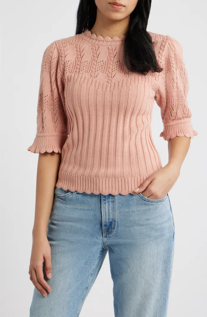 Mixed Stitch Elbow Sleeve Sweater | Nordstrom