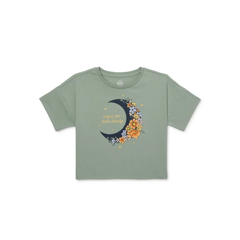 Wonder Nation Girls, Enjoy The Little Things, Crew Neck, Short Sleeve, Graphic T-Shirt, Sizes 4-1... | Walmart (US)
