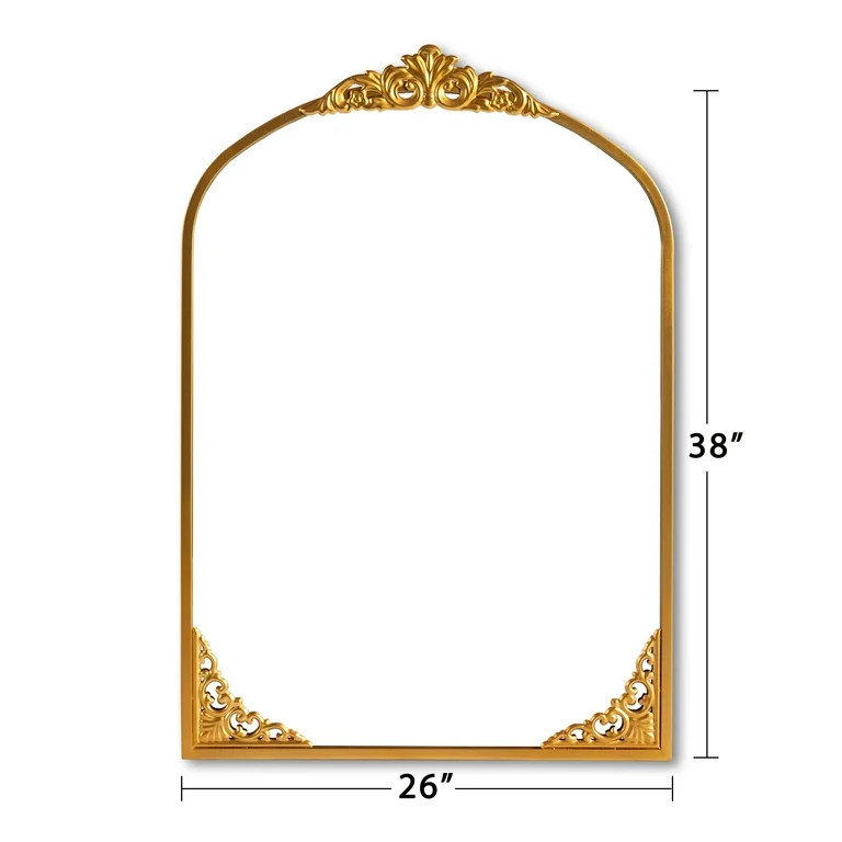 NeuType 26"x38" Iron Arch Wall Mirror Vintage Fireplace Mirror Gold | Walmart (US)
