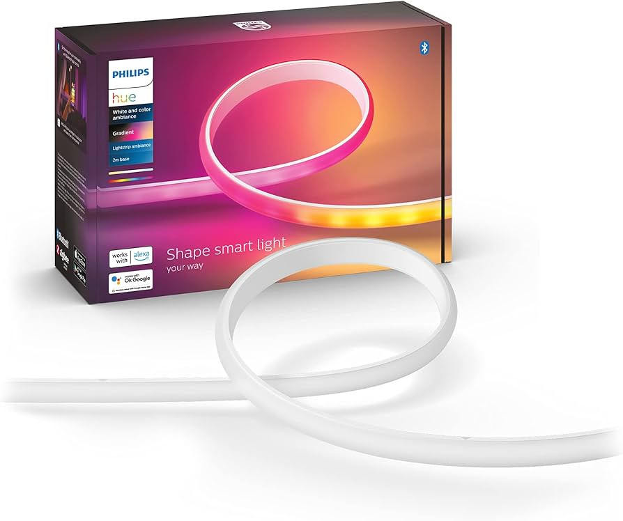 Philips Hue Indoor 6-Foot Smart LED Light Strip Base Kit with Plug - Flowing Multicolor Effect - ... | Amazon (US)