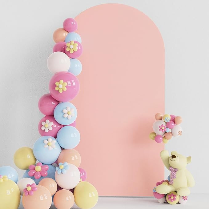 Putros Wedding Arch Cover 7.2FT Pale Pink Spandex Fitted Round Top Chiara Backdrop Stand Covers f... | Amazon (US)