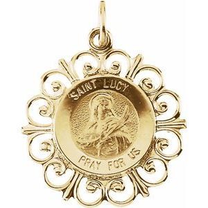 14K Yellow 18 mm Round St. Lucy Medal 14K Yellow 18 mm Polished Round St. Lucy Medal Weight 0.915 DW | Walmart (US)