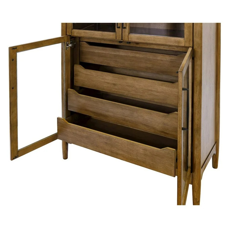 Modern Wood Display Cabinet Dining Storage Bookcase Fully Assembled Brown | Walmart (US)