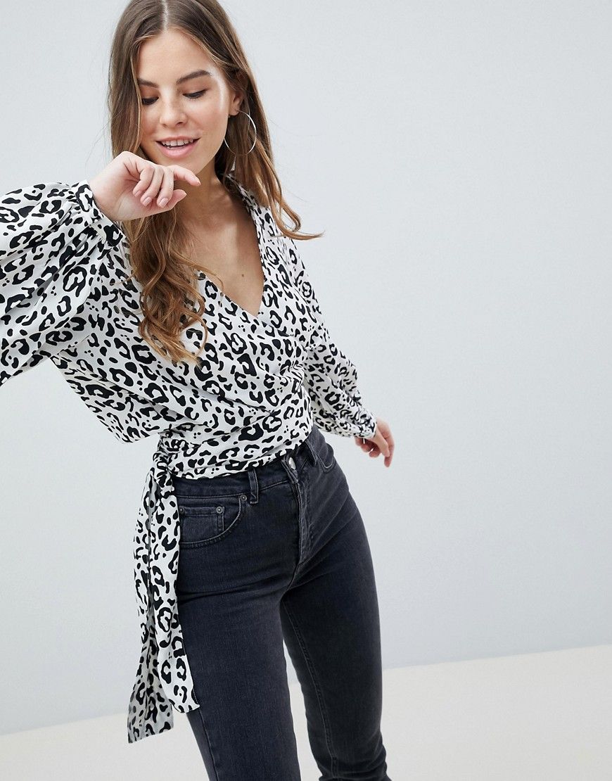 ASOS DESIGN Oversize Wrap Top In Leopard Print - Multi | ASOS US