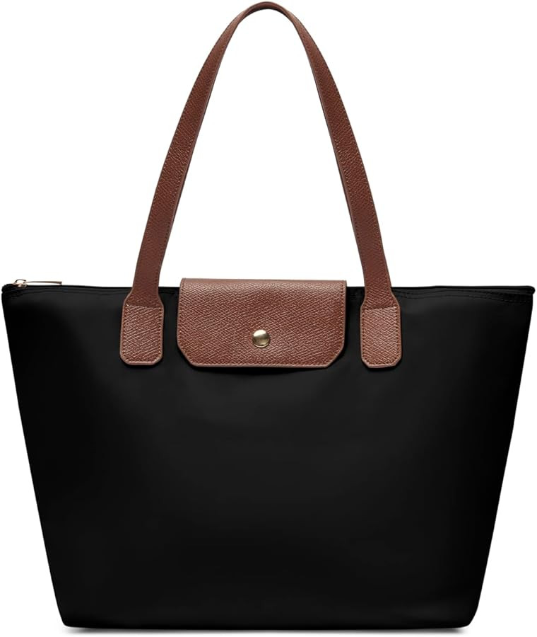 Tote Bag for Women - Nylon Tote Bags - Large Shoulder Tote Bag with Zipper & Foldable - Handbag f... | Amazon (US)