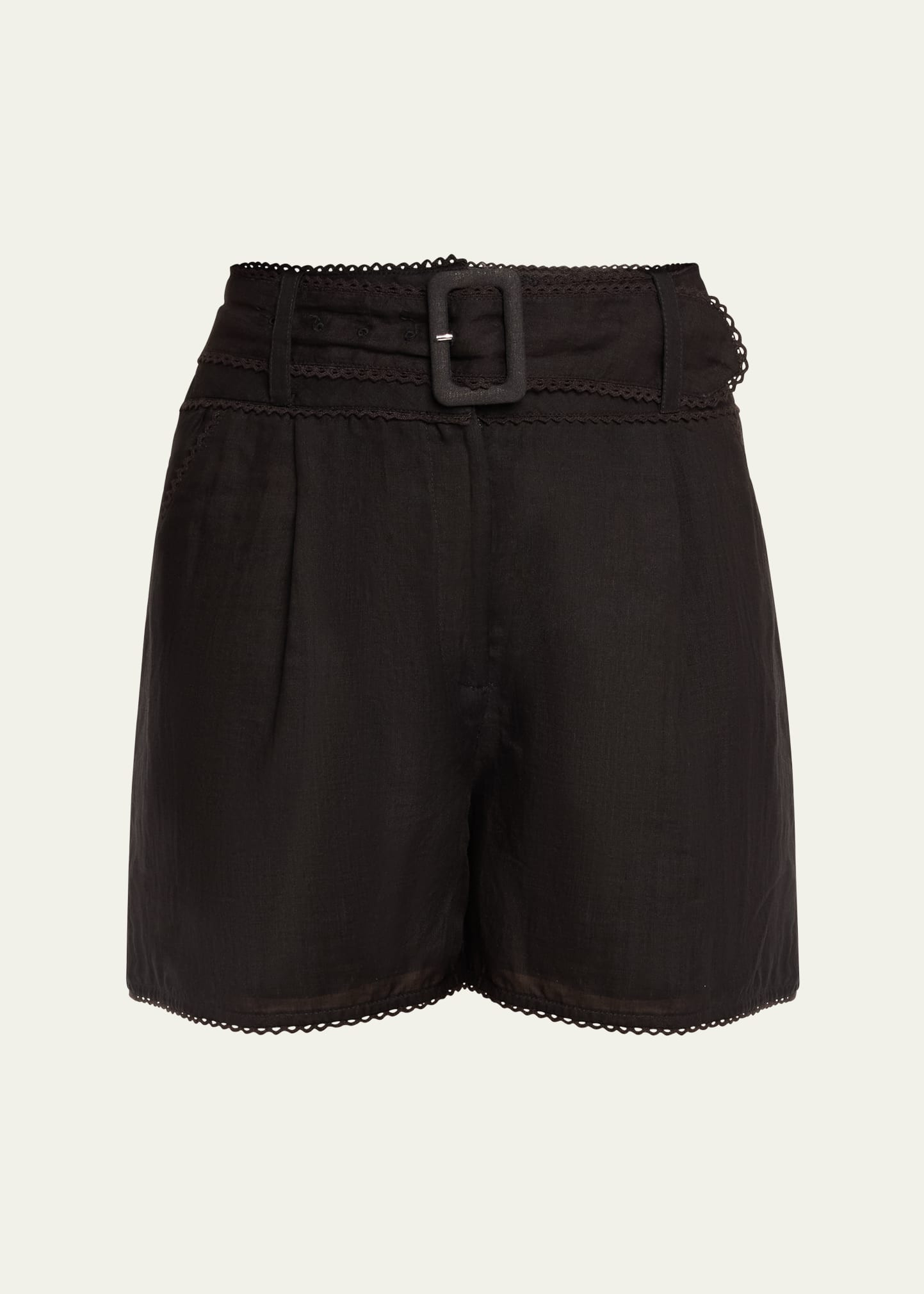 Veronica Beard Hobbes Belted Linen Shorts | Bergdorf Goodman