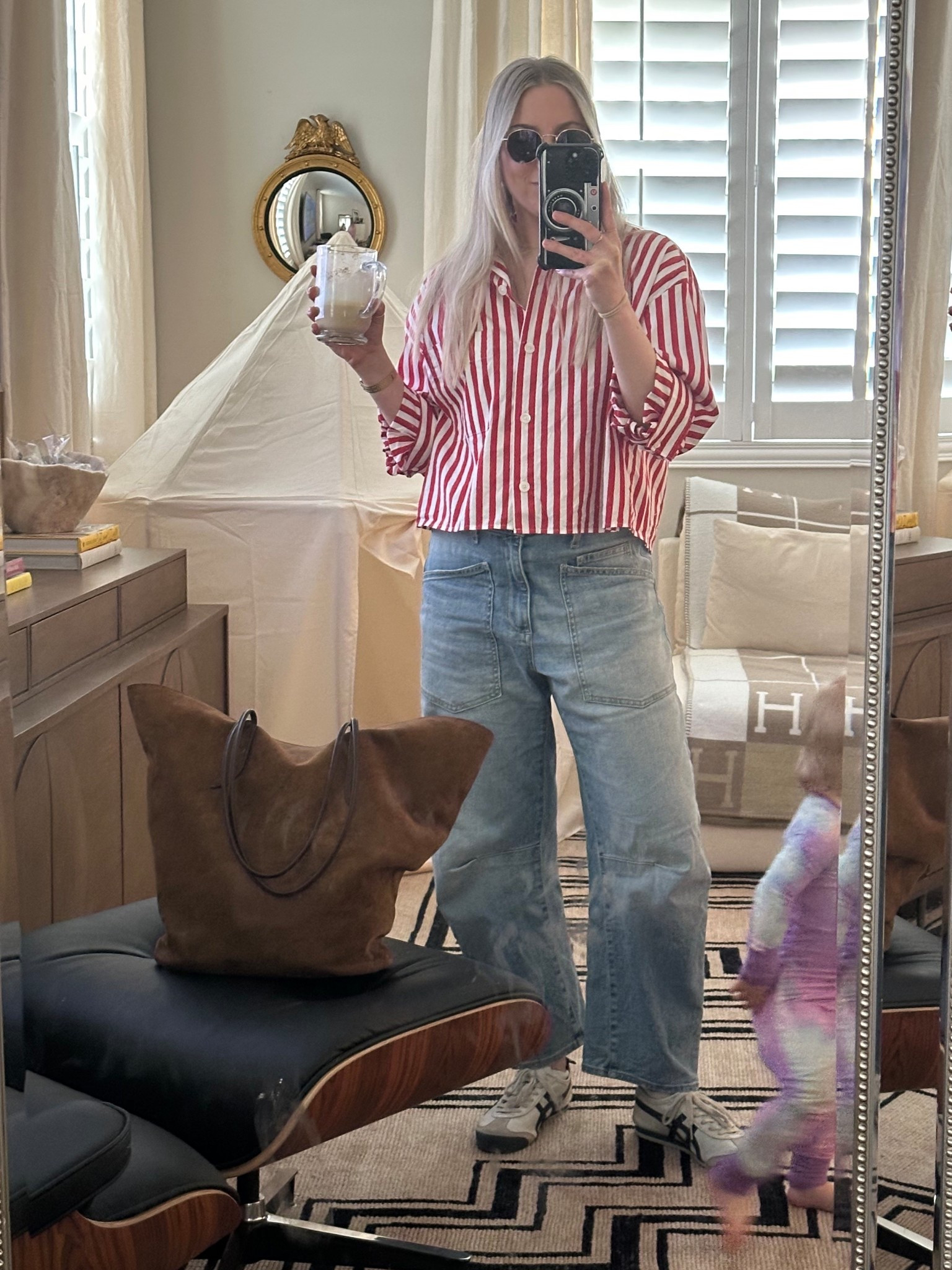 Today’s look: Madewell cropped striped oxford, barrel jeans, onitsuka sneakers, Little Liffner tulip suede bag, and the fluffiest cappuccino 

#LTKSaleAlert #LTKxMadewell