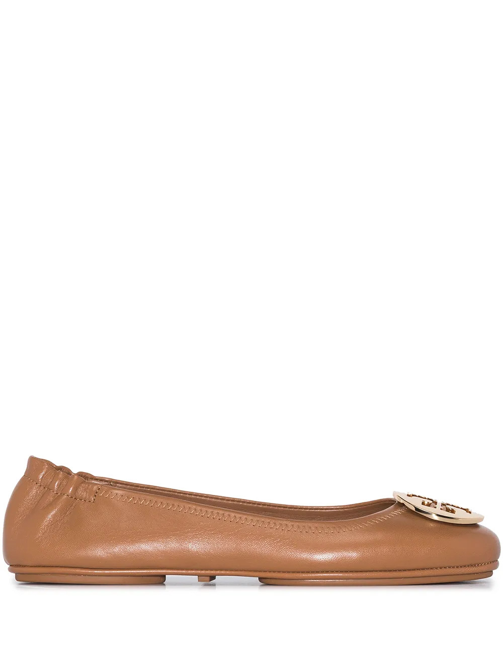 Tory Burch Minnie Travel Leather Ballerina Shoes - Farfetch | Farfetch Global