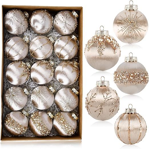 Christmas Ornaments Champagne Xmas Balls - Pack of 15 Luxury Christmas Tree Decorations Shatterpr... | Amazon (US)