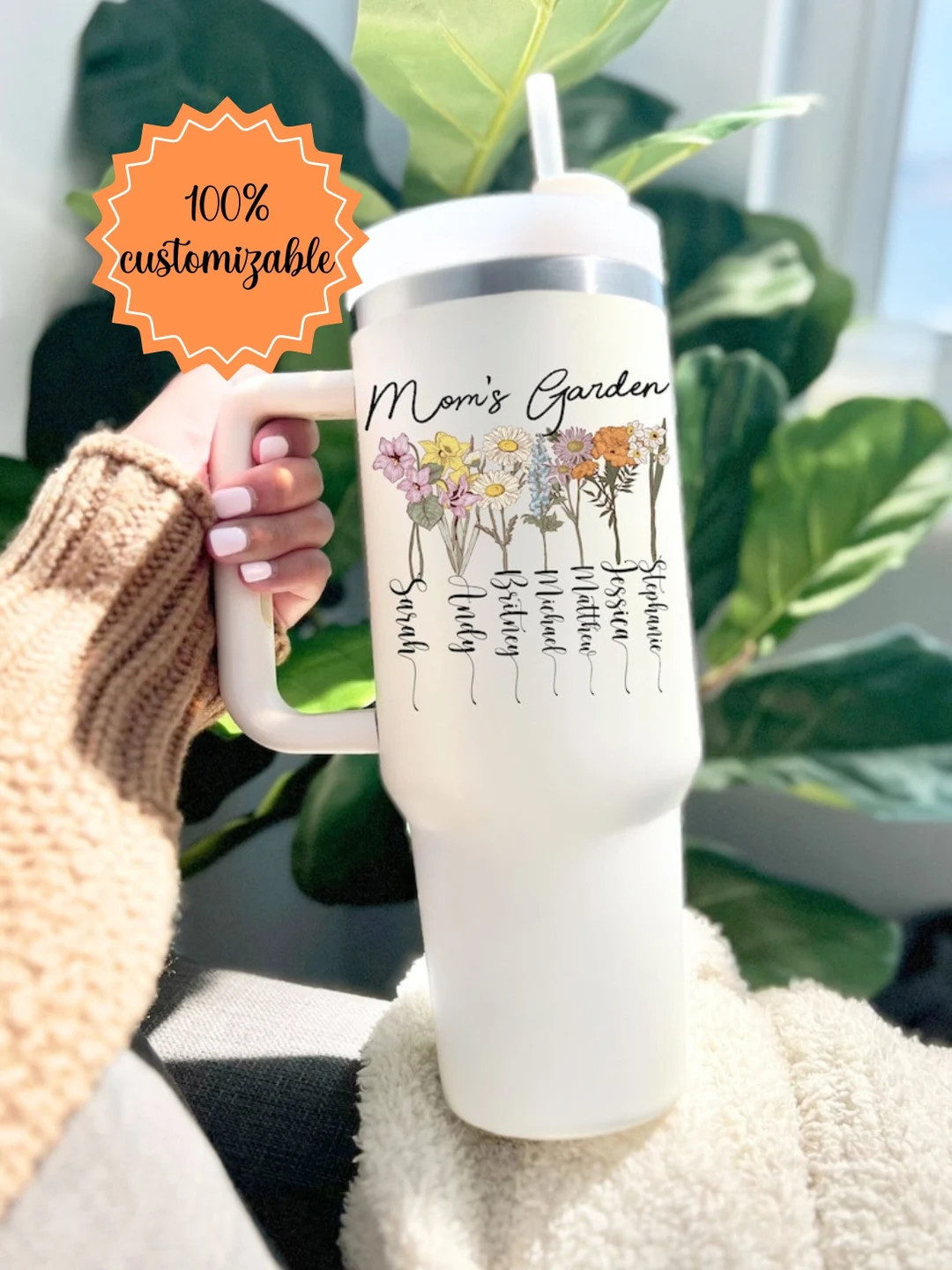 Birth Flower 40oz Tumbler, Plant Mom Tumbler,mother's Day Gift, Mothers Day Cup, Plant Lover Gift... | Etsy (US)