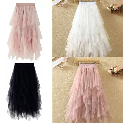 CHICWISH Women's Lilac/Cream/Grey/Pink/Black Layered Mesh Ballet Prom Party  Tulle Tutu A-Line Maxi Skirt : : Clothing, Shoes & Accessories