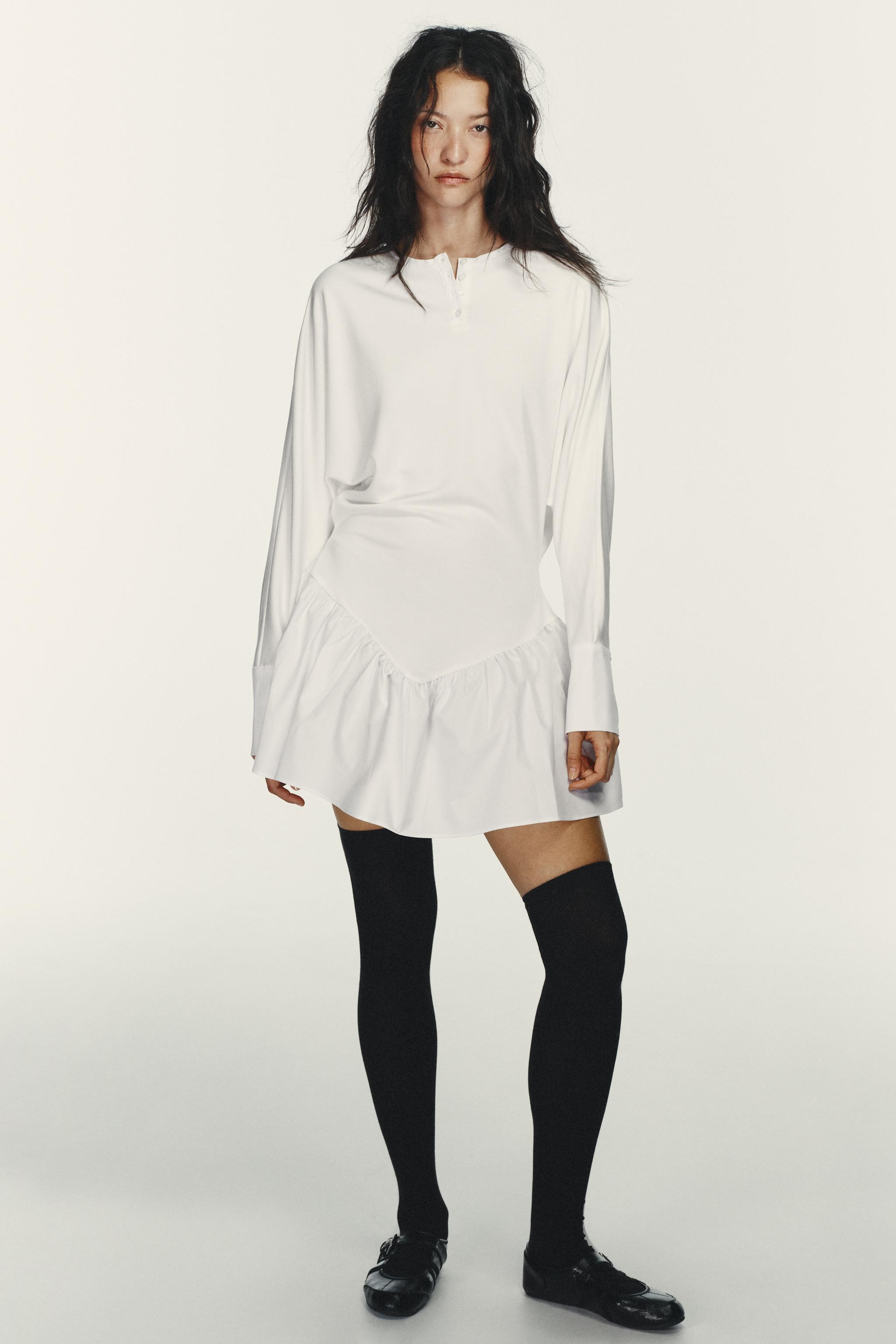 SHORT BATWING SLEEVE COMBINATION DRESS | Zara US