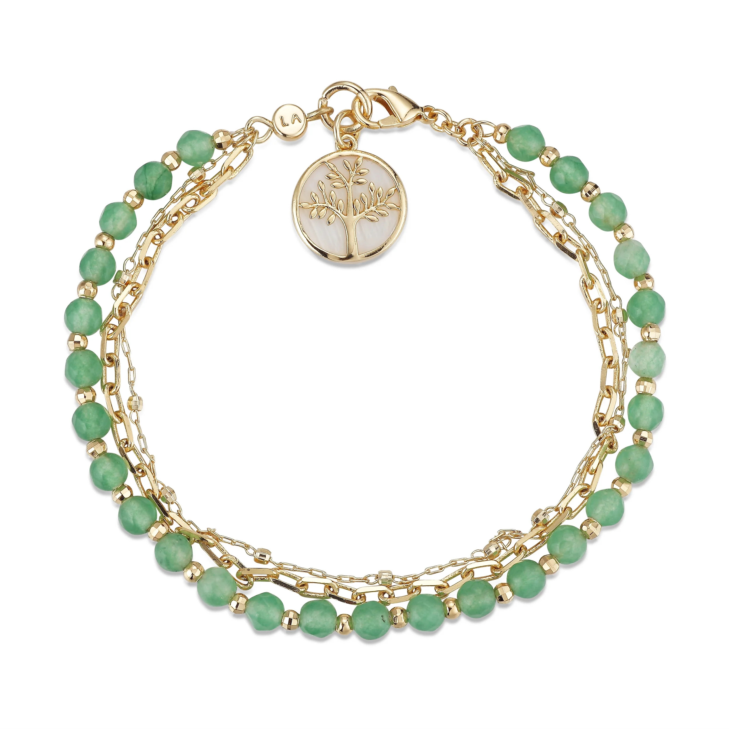 Believe by Brilliance Women's 14Kt Gold Flash Plated Genuine Green Aventurine Stone Tree Layered ... | Walmart (US)