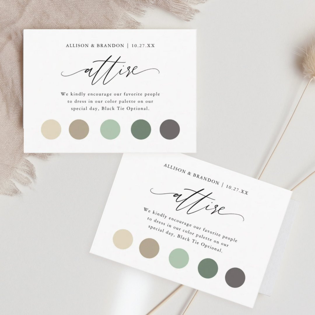 Elegant  Wedding Color Dress Code Insert | Zazzle