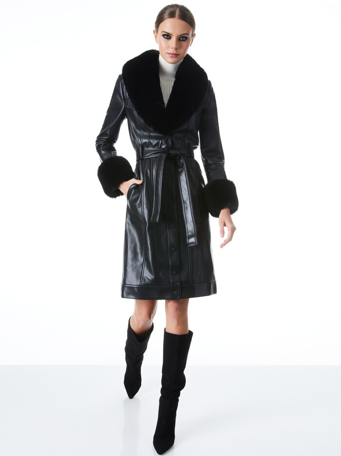 STARI VEGAN LEATHER FAUX FUR COMBINATION COAT | Alice + Olivia