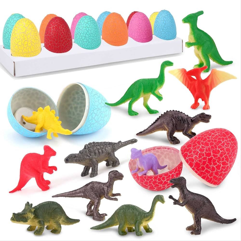 12 Dinosaur Eggs Toys, Surprise Pack with 12 Unique Dinosaur Figures,Goodie Bag Stuffers,Pinata f... | Amazon (US)