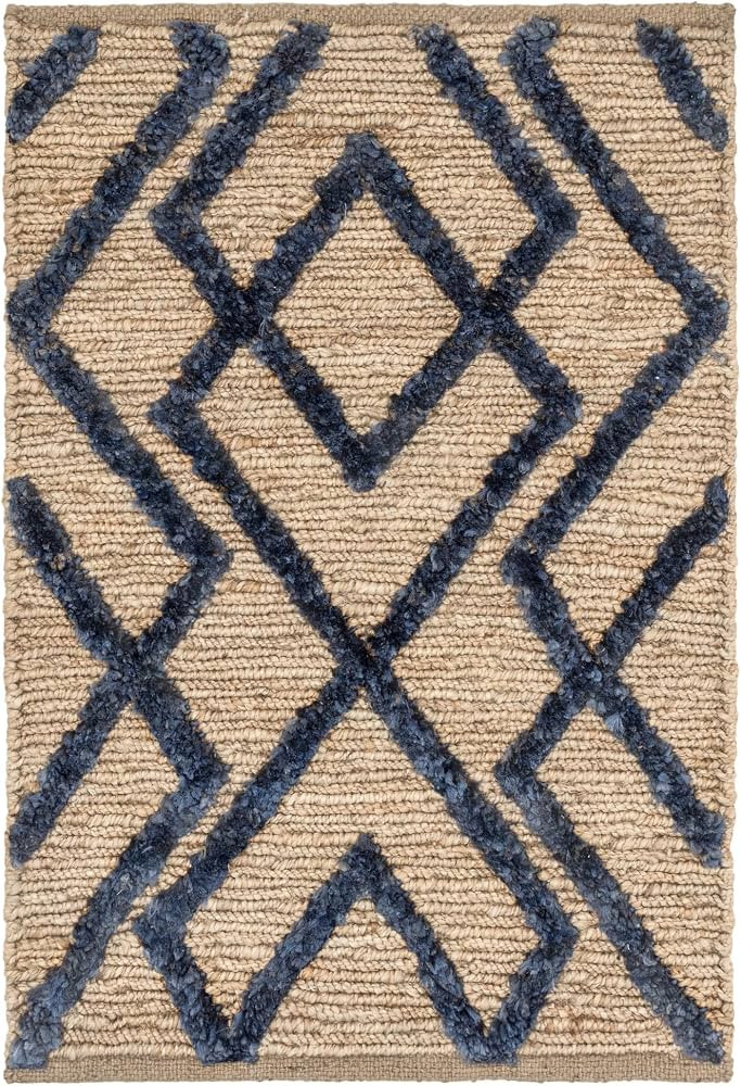 Dash & Albert Marco Navy Jute Soumak Handwoven Rug, 9.5 X 13.5 Feet, Blue Geometric Pattern | Amazon (US)