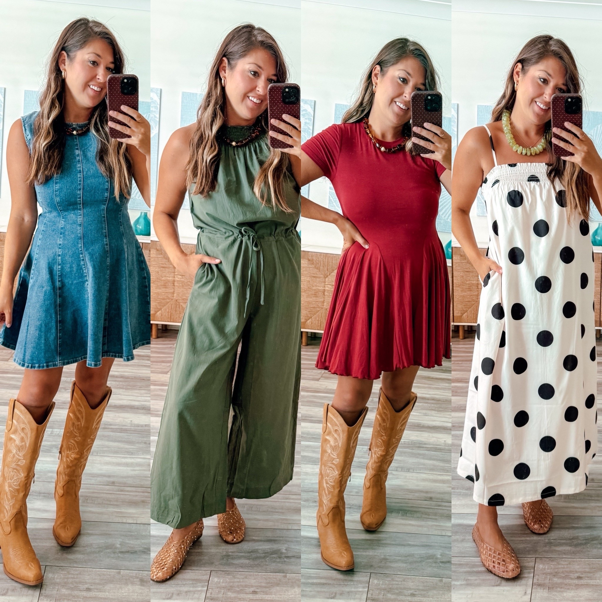 Fall transitional outfits, early fall outfits, country concert, fall family photos, polka dots 

Wearing medium