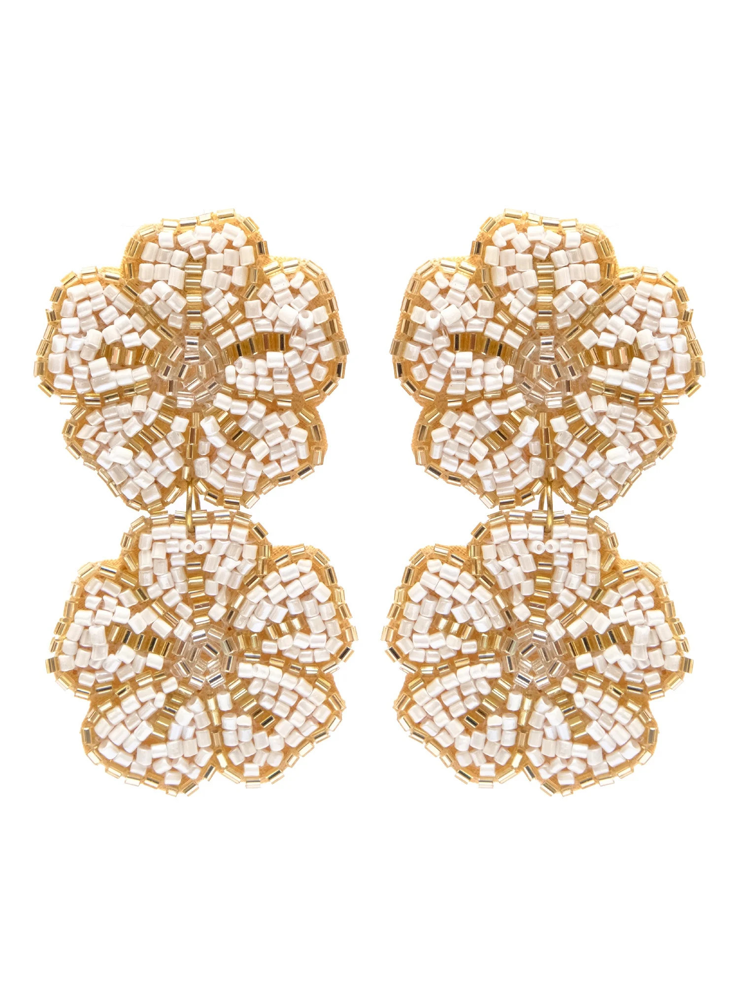 Crunchy Fashion Handmade Beaded Flower/Floral Bohemian Statement White Seed Bead Dangle Summer Ea... | Walmart (US)