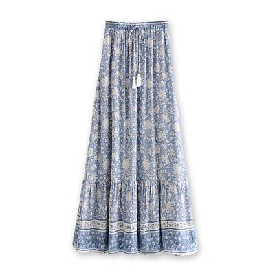 Blue Bliss Floral Print Boho Maxi Skirt, Hippie Gypsy Skirt, Bohemian Skirt  | eBay | eBay US