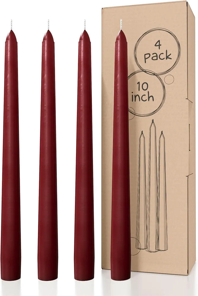 CANDWAX 10 inch Taper Candles Set of 4 - Dripless Taper Candles and Unscented Candlesticks - Perf... | Amazon (US)