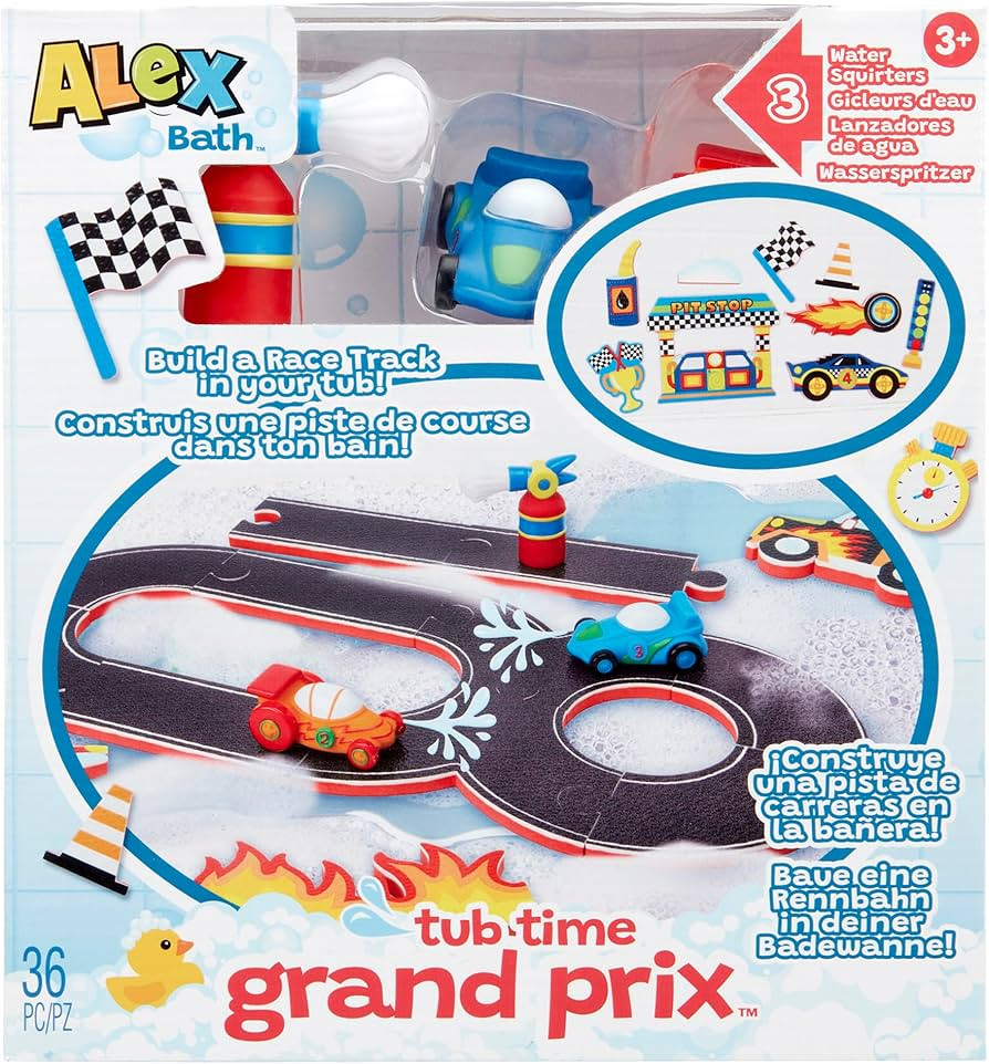 ALEX: Tub Time Grand Prix - 32 Piece Bath Time Toy Set, Car & Racetrack Playset, Foam Pieces, Wat... | Amazon (US)