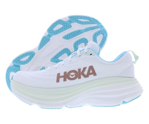 HOKA Bondi 8 Womens Shoes Size 9, Color: Frost/Rose Gold | Amazon (US)