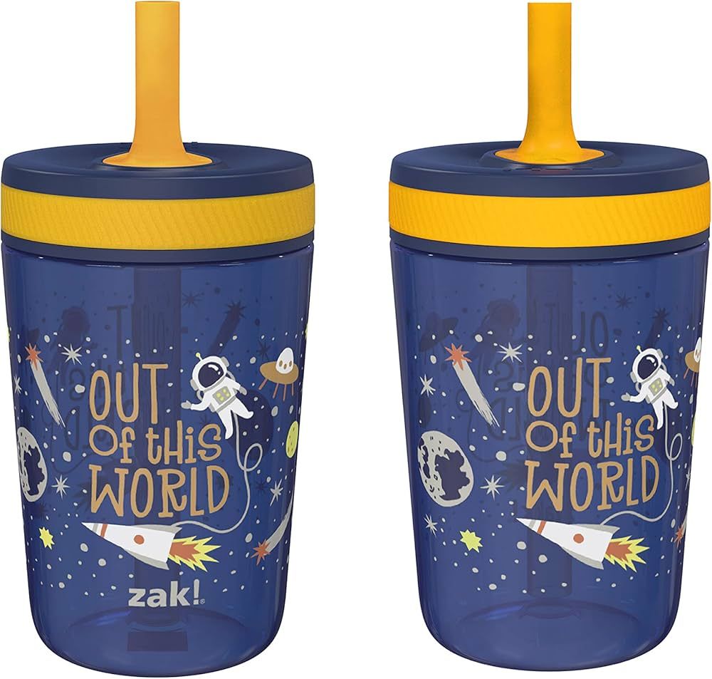 Zak Designs Kelso 15 oz Tumbler Set, (Space) Non-BPA Leak-Proof Screw-On Lid with Straw Made of D... | Amazon (US)